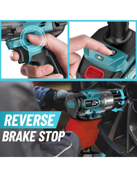 Llave de impacto Uaoaii IW800 1000N.m 2 Baterías 4.0Ah