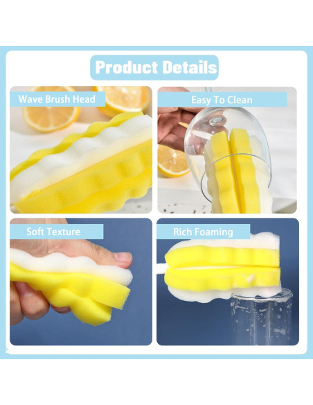 Cabezas de esponja de reemplazo INVODA para cepillo de botella x8