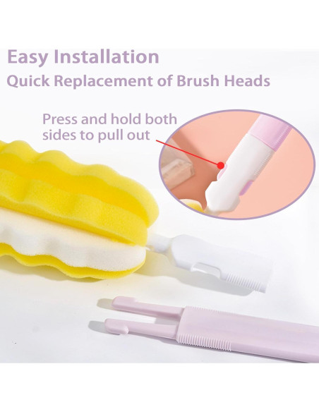 Cabezas de esponja de reemplazo INVODA para cepillo de botella x8