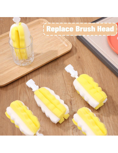 Cabezas de esponja de reemplazo INVODA para cepillo de botella x8