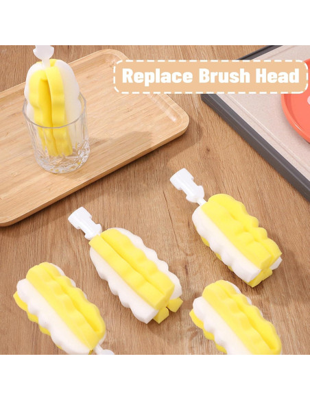 Cabezas de esponja de reemplazo INVODA para cepillo de botella x8