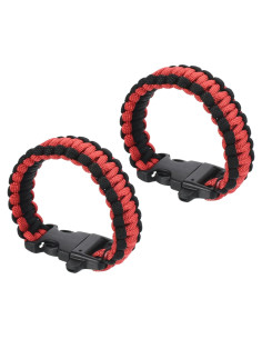 Pulseras de Paracord de Supervivencia PATIKIL - 2 Piezas, Negro y Rojo