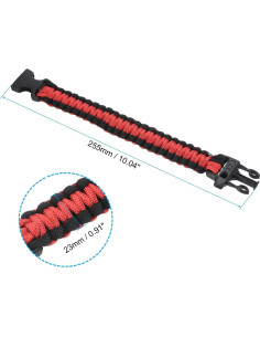 Pulseras de Paracord de Supervivencia PATIKIL - 2 Piezas, Negro y Rojo 2