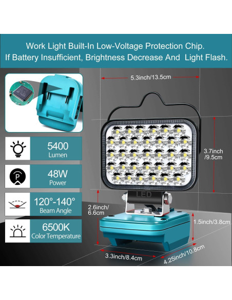 Luz de trabajo LED Makita 18V 3600LM portátil azul
