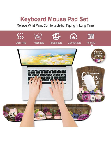 Protector de Muñeca y Reposamuñecas JV Floral Ergonómico