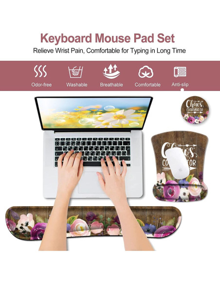 Protector de Muñeca y Reposamuñecas JV Floral Ergonómico