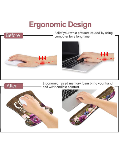 Protector de Muñeca y Reposamuñecas JV Floral Ergonómico