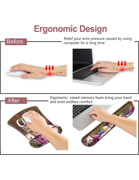 Protector de Muñeca y Reposamuñecas JV Floral Ergonómico