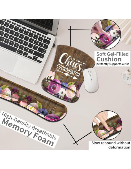 Protector de Muñeca y Reposamuñecas JV Floral Ergonómico