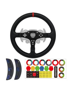 Volante de carreras 33cm Obokidlyamor fibra de carbono con cuero