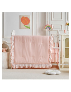 Juego de Ropa de Cuna 3 Piezas UOZZI Boho Rosa-Blanco