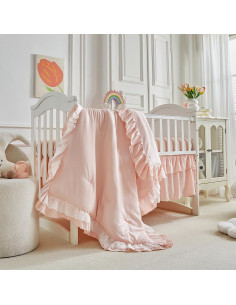 Juego de Ropa de Cuna 3 Piezas UOZZI Boho Rosa-Blanco 2