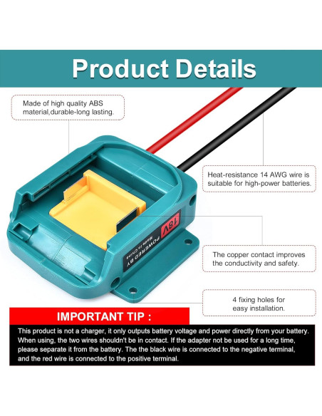 Adaptador Power Wheels Fiihio para batería Makita 18V - 31.75 cm