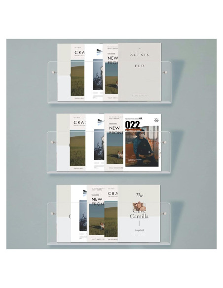 Soporte de Folletos Acrílico Cutora 3 Piezas Montaje en Pared