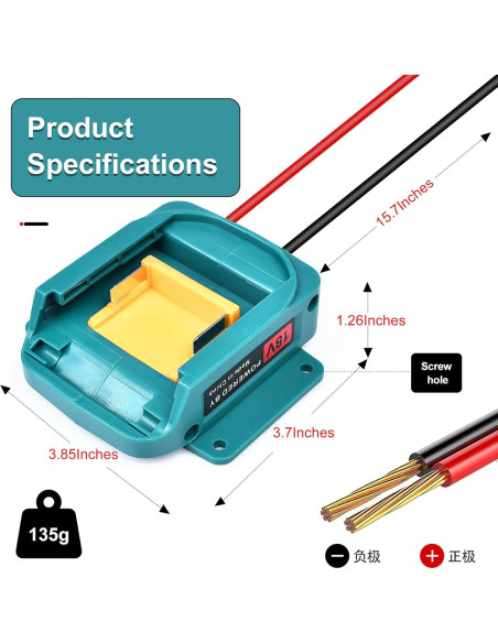Adaptador Power Wheels Fiihio para batería Makita 18V - 31.75 cm