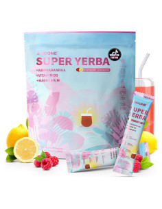 Super Yerba Mate en Polvo Zooone 30 Paquetes Sabor Frambuesa-Limón