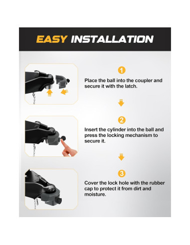 Cerradura de Remolque RETRUE 2 5/16" Alta Resistencia Gris