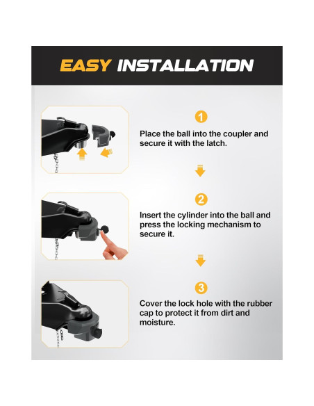 Cerradura de Remolque RETRUE 2 5/16" Alta Resistencia Gris