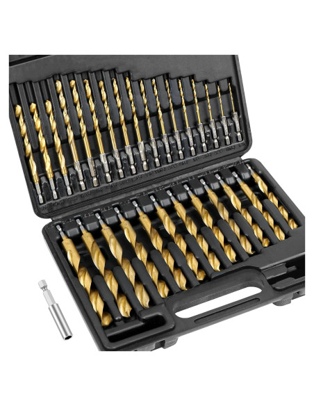 Juego de Brocas TICONN 30 Piezas Titanio HSS con Estuche