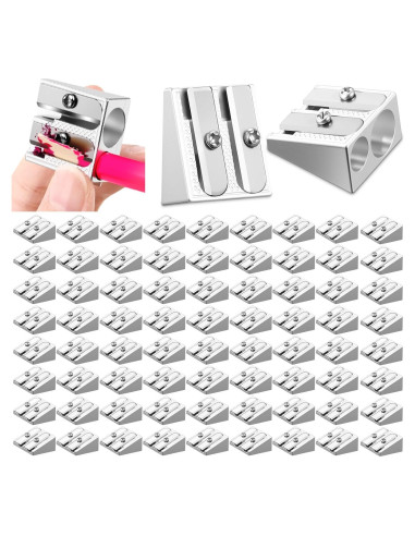 180 Sacapuntas Manuales de Metal Gersoniel Plata 2 Agujeros