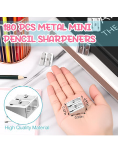 180 Sacapuntas Manuales de Metal Gersoniel Plata 2 Agujeros 2