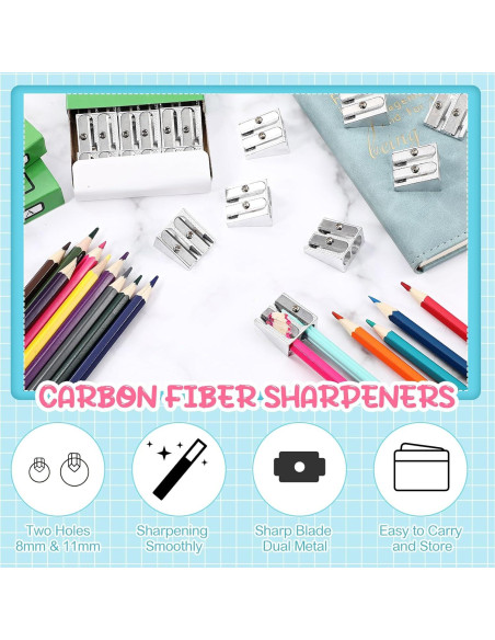 180 Sacapuntas Manuales de Metal Gersoniel Plata 2 Agujeros