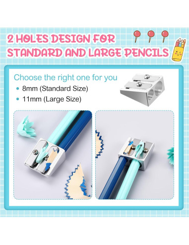 180 Sacapuntas Manuales de Metal Gersoniel Plata 2 Agujeros