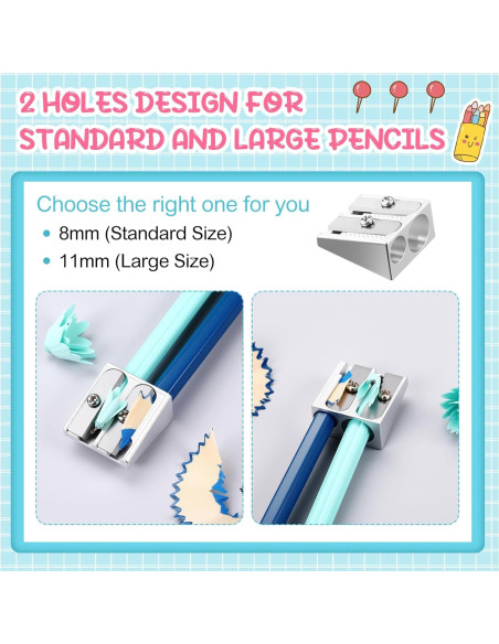 180 Sacapuntas Manuales de Metal Gersoniel Plata 2 Agujeros