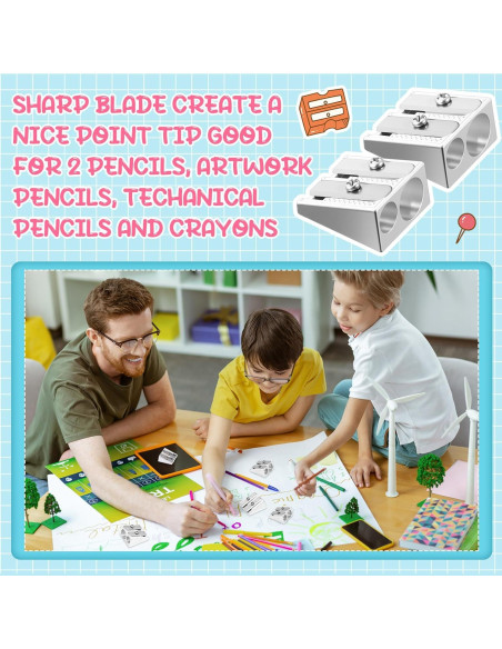 180 Sacapuntas Manuales de Metal Gersoniel Plata 2 Agujeros