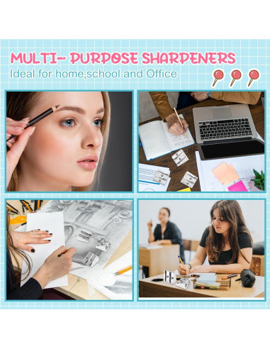 180 Sacapuntas Manuales de Metal Gersoniel Plata 2 Agujeros