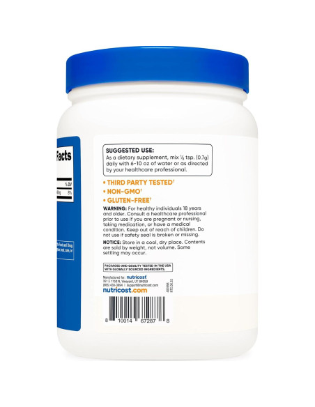 Cloruro de Potasio Nutricost 1kg - Sin Gluten, No OGM