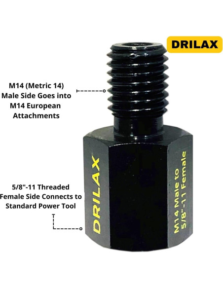 Adaptador Amoladora DRILAX M14 a 5/8"-11 12000 RPM