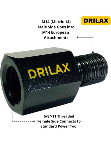 Adaptador Amoladora DRILAX M14 a 5/8"-11 12000 RPM
