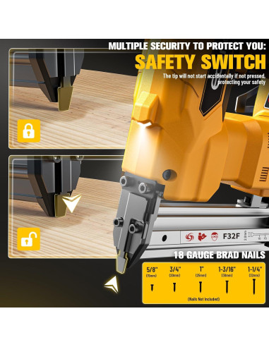 Clavadora Brad Dewalt 20V Max 18GA Portátil con Batería