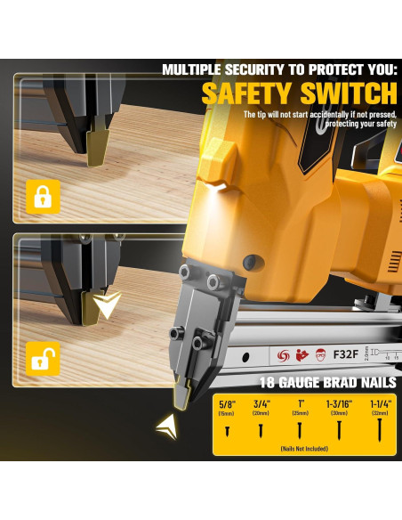 Clavadora Brad Dewalt 20V Max 18GA Portátil con Batería