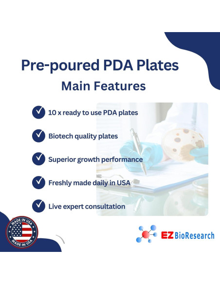 Placas de Agar de Dextrosa de Papa EZ BioResearch - 10 Unidades