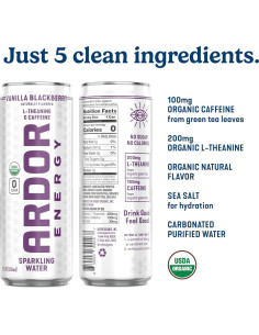 Agua Espumosa Ardor Energy Vainilla Mora 12 latas 355ml 2