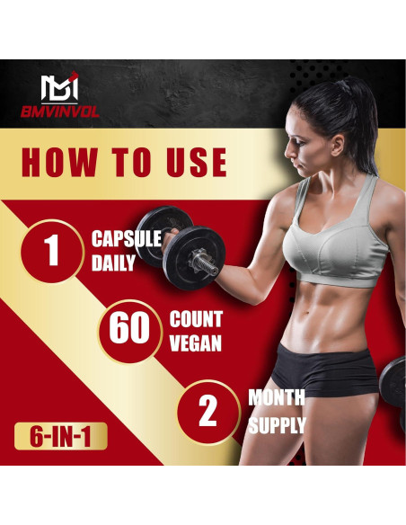 Suplemento de Berberina HCl BMVINVOL - 60 Cápsulas 6 en 1