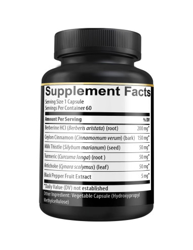 Suplemento de Berberina HCl BMVINVOL - 60 Cápsulas 6 en 1