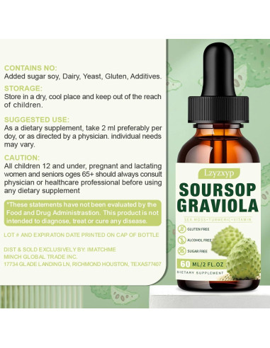 2 Paquetes Extracto Líquido de Hoja de Graviola 3000MG - Lzyzxyp