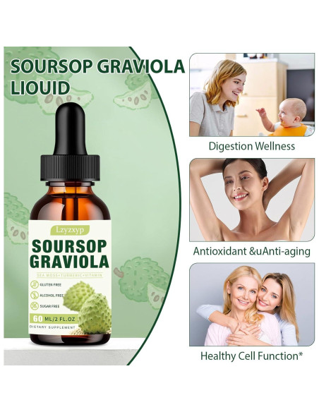 2 Paquetes Extracto Líquido de Hoja de Graviola 3000MG - Lzyzxyp