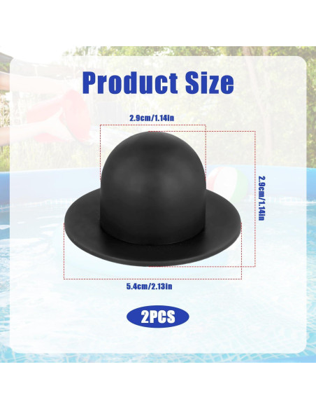 2 Tapones de Reemplazo para Piscina Intex y Coleman PVC Negro