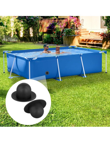 2 Tapones de Reemplazo para Piscina Intex y Coleman PVC Negro