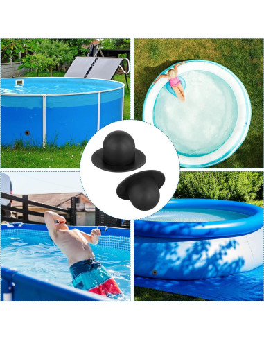 2 Tapones de Reemplazo para Piscina Intex y Coleman PVC Negro