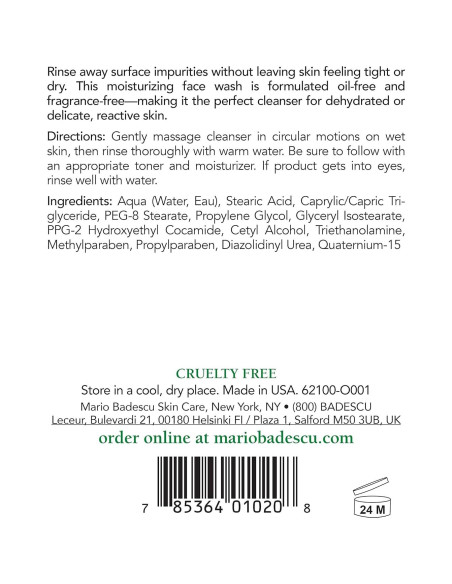 Jabón Crema Limpiador Facial Suave Mario Badescu 473 ml