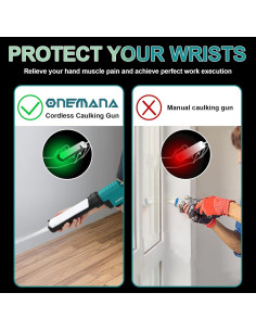 Pistola de Calafateo ONEMANA 20V Sin Goteo 300ml LED 2