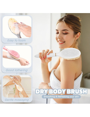 Cepillo de Ducha GEENOA con Mango Antideslizante y Doble Cara