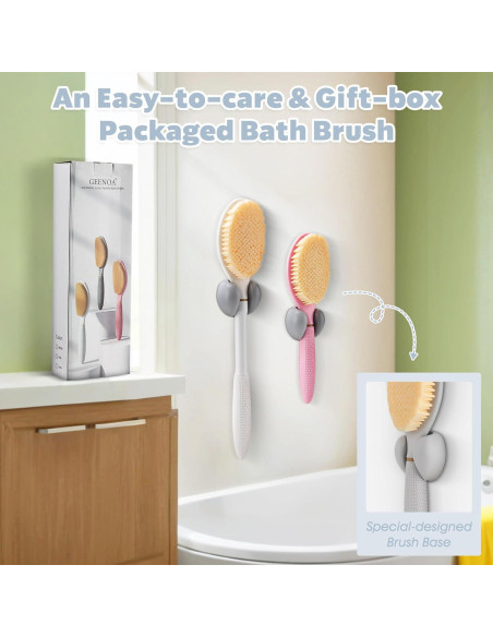 Cepillo de Ducha GEENOA con Mango Antideslizante y Doble Cara