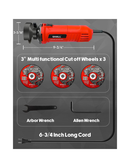 Cortadora Eléctrica SHALL 3" 400W 24000 RPM para Metal