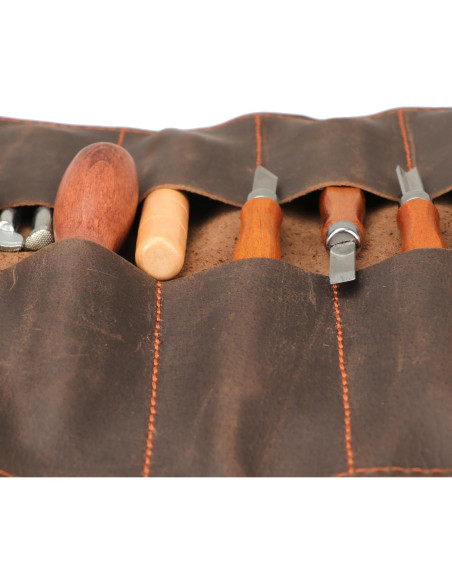 Bolsa de Almacenamiento para Herramientas Tourbon de Cuero 10 Compartimentos